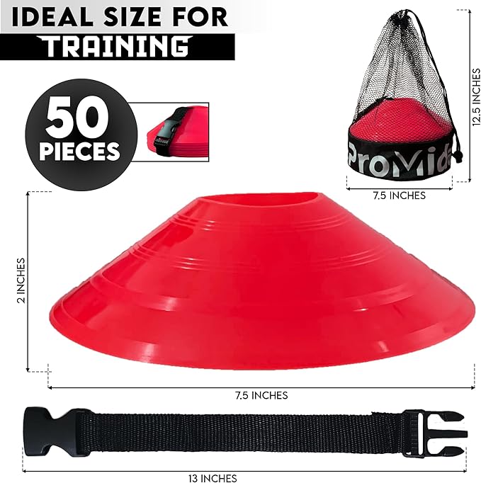 Mini Cones for Sports - Better Space Utilization - Comes with Shoulder Strap - for Agility Training Drills (Orange - 25 Pack)