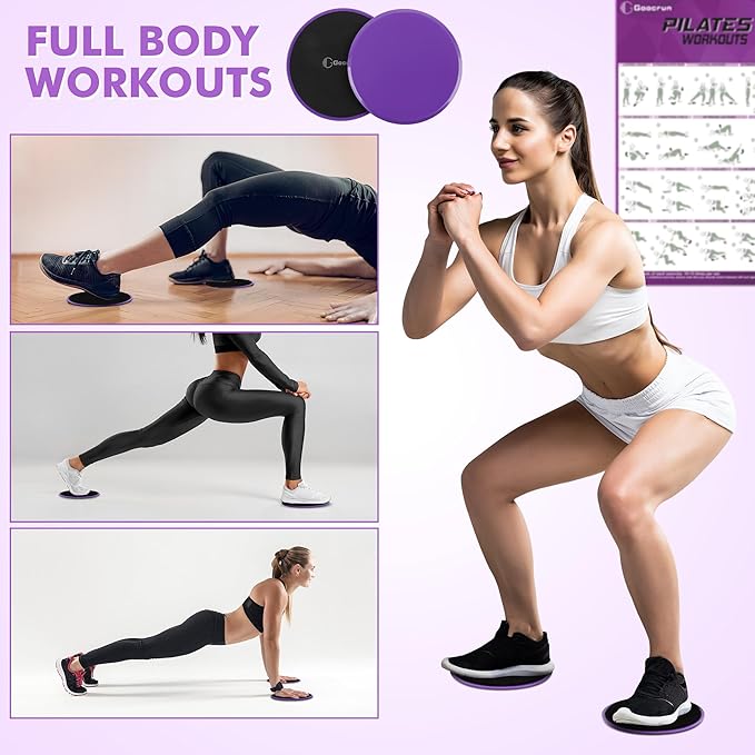 Pilates Ring Set with Resistance Bands Set, Pilates Ball, Sliding Disks – Workout Equipment Home Gym Includes Complete Fitness Poster