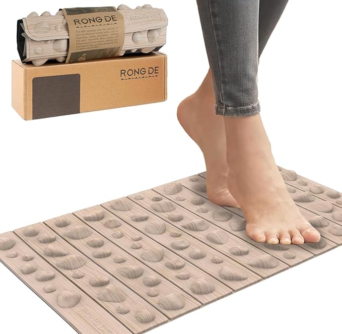 Portable Foot Massager Mat, Acupressure Mat for Feet, Reduce Plantar Tension Promote Blood Circulation, Small Reflexology Mat for Long Sitting, Anti Fatigue Office Standing Desk Mat