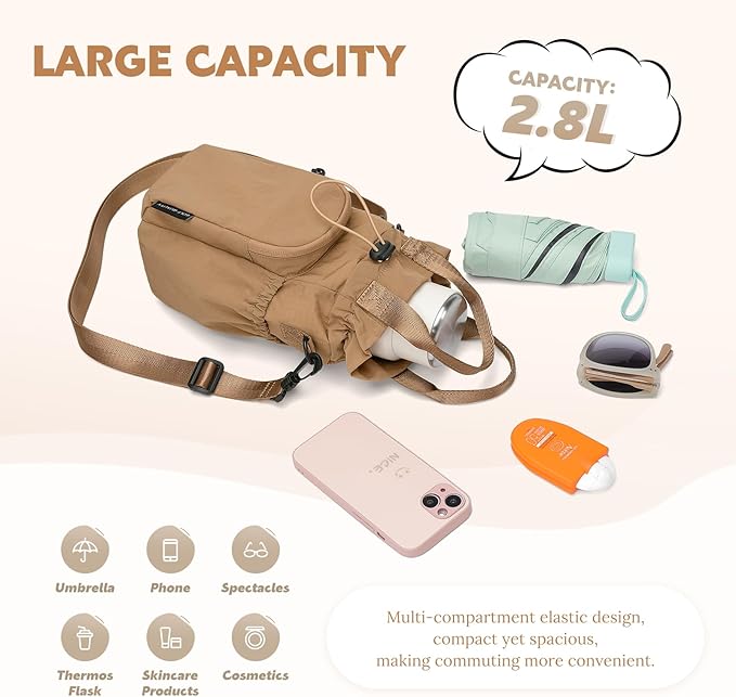 Large Water Bottle Bag for 32/40/42//64oz Water Bottle,Casual Drawstring Crossbody Water Cup Bag