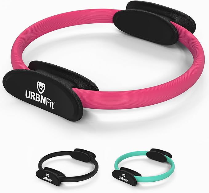URBNFit Pilates Ring - 12" Magic Circle w/Dual Grip, Foam Pads for Inner Thigh Workout, Toning, Fitness & Pelvic Floor Exercise - Yoga Rings w/Bonus Exercise Guide