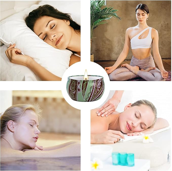 2 Pack Scented Candles, 2.5 oz Aromatherapy Candles for Home Scented, Natural Soy Candles with Floral Scents, Portable Small Jar Candle Set for Travel, Spa, Bath, Home Decor Tin Candle Pack