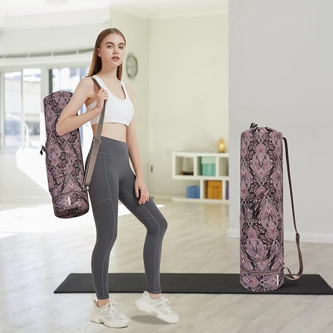 sportsnew Yoga Mat Bag with Water Bottle Pocket and Bottom Wet Pocket, Exercise Yoga Mat Carrier Multi-Functional Storage Bag, Patent pending