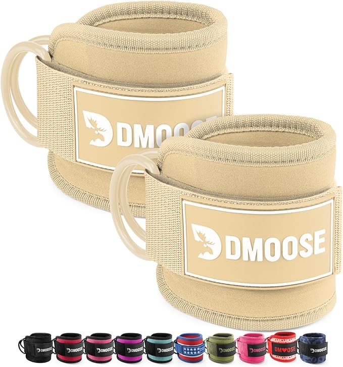 DMoose Ankle Strap for Cable Machine - One Size Fit with Premium Padding, Workout Kickback Ankle Cuffs, Ankle Bands for Working Out, Booty Workouts, Leg Extension, Hip Abductors & Lower Body Exercises