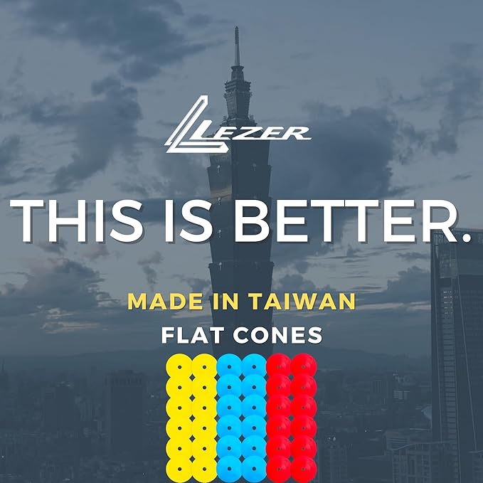 LEZER 6 Inch 8 Inch Flat Cones, Spot Markers, Soccer Cones, Field Court Markers, Sit Spots, Flat Discs, Soccer Training Equipment, Agility Practice, Football, Made in Taiwan