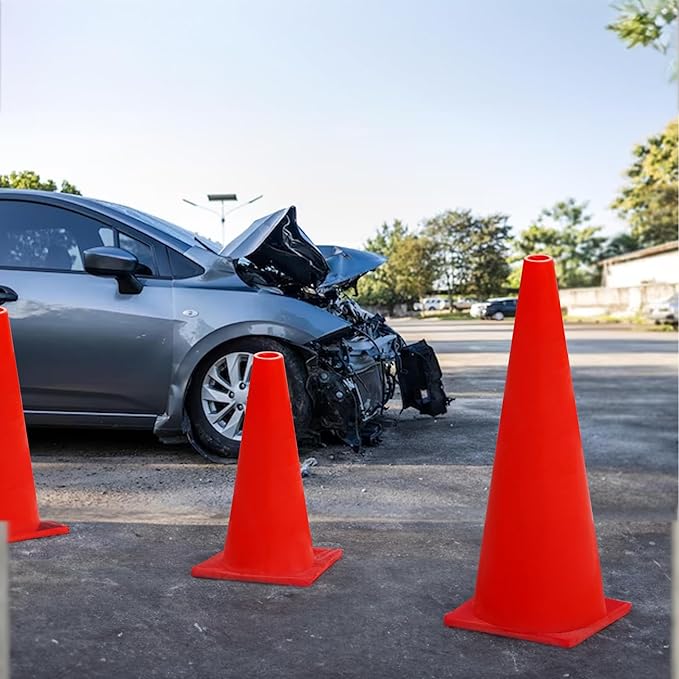 6in/9in/12in/28in Heavy Duty Agility Training Cones for Sports & Kids Coaching, Field Markers for Motorcycle, Bikes, Traffic, Basketball, Soccer Drills, Durable, Multipurpose, Adjustable