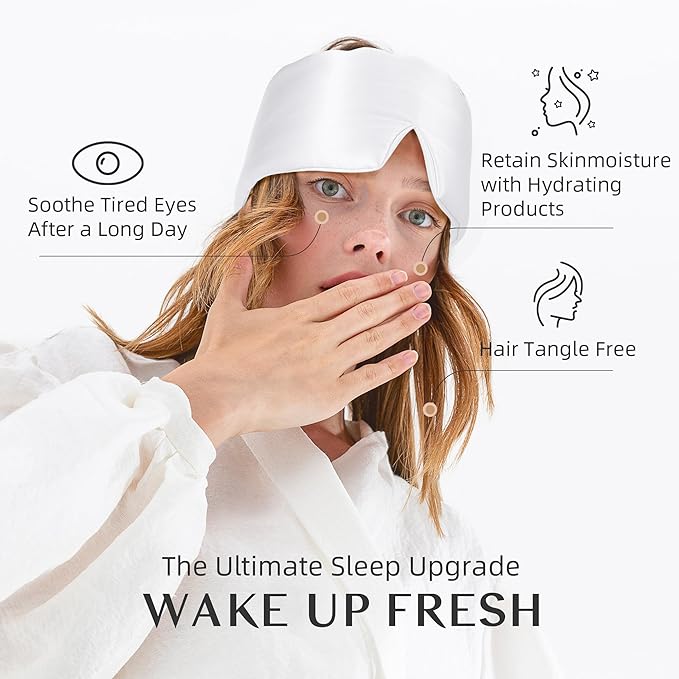 Silk Sleep Mask for Women and Men, Side Sleeper, 22 Momme Pure Mulberry Silk Total Blackout 100% Mulberry Eye Mask with Adjustable Headband Full Size, Eye Masks for Sleeping and Travel