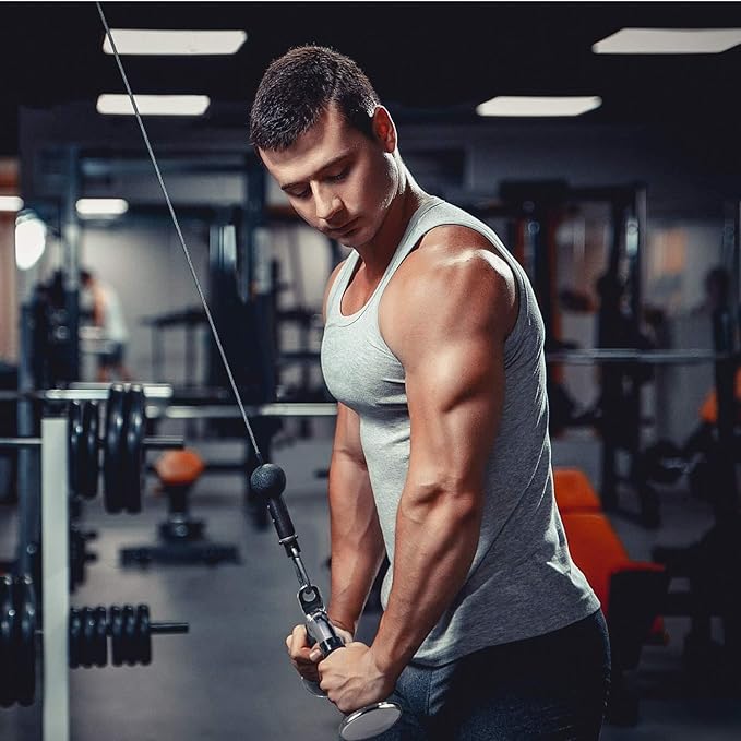 Yes4All Cable Machine Attachment, Row Handles, Tricep Rope, Straight Bar, V Bar, LAT Pulldown Accessories Load 880 LB for Home Gym