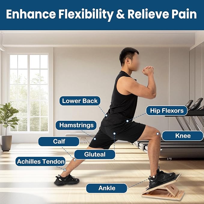 StrongTek 13” Wide Portable Wooden Slant Board, 5-Level Incline (15°-35°), Lower Grip Handle, Beginner & Rehab Friendly, Non-Slip Surface for Calf Stretching, Squats, Physical Therapy