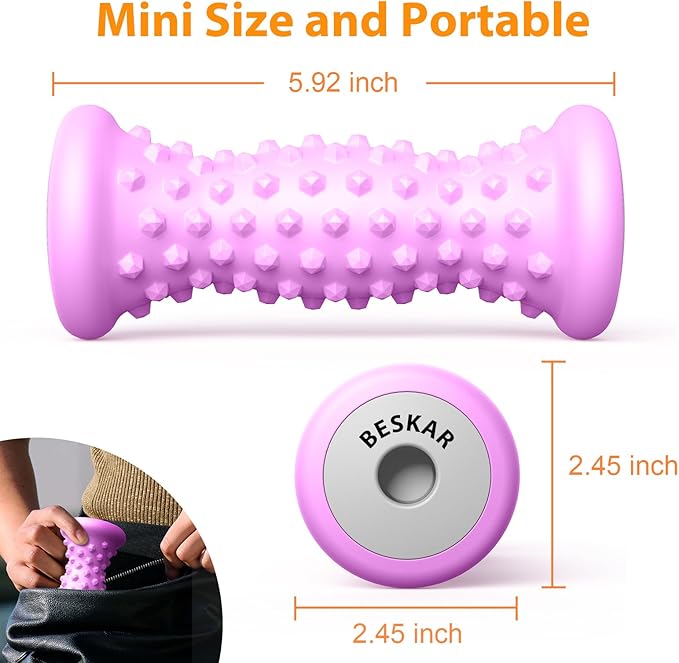 BESKAR Foot Massager Roller for Plantar Fasciitis Relief, Portable Feet Roller to Deep Tissue Muscle Massage, Foot Arch and Heel Pain, Reflexology Tool