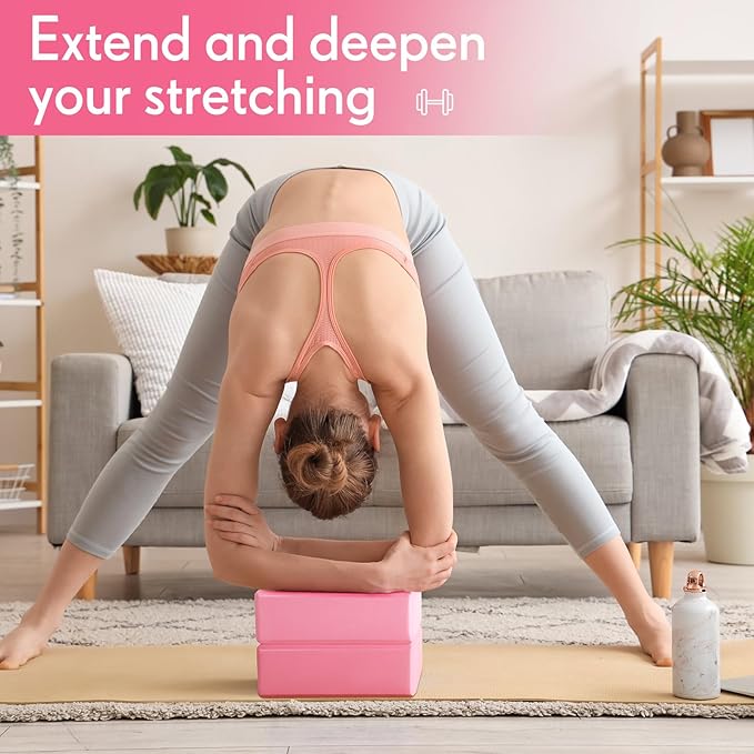 4 Pack Yoga Blocks Non Slip Pilates Brick Foam Blocks Pilates Dance Gymnastics Workout Fitness Props Tool for Stretching Meditation and Exercise