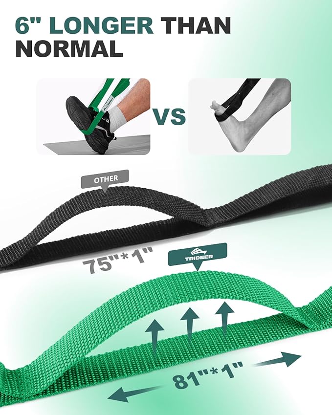 Trideer Stretching Strap Yoga Strap for Physical Therapy, 10 Loops Yoga Straps for Stretching, Non-Elastic Stretch Strap for Pilates, Exercise, Stretch Band for Women & Men