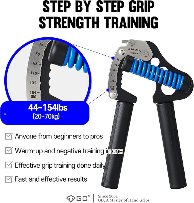 GD IRON GRIP 70 Hand Grip Strengthener (Adjustable hand grip) Wrist and Forearm Strength Trainer Hand Strengthner