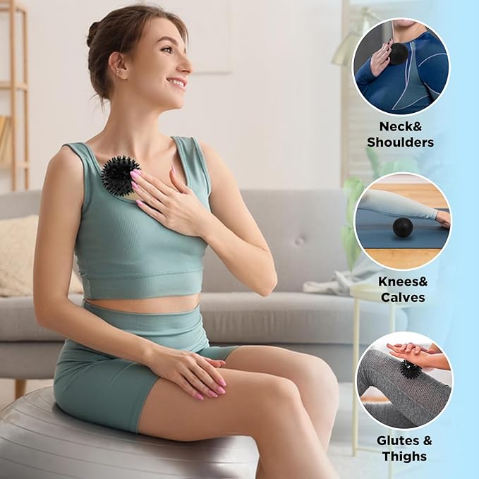 Massage Ball & Foot Roller 5 in 1 Set,Foot Massager Roller-Lacrosse,Peanut,Spiky,Hand Exercise Massage Ball for Plantar Fasciitis Relief and Myofascial Release,Deep Tissue Massage,Reflexology Tool