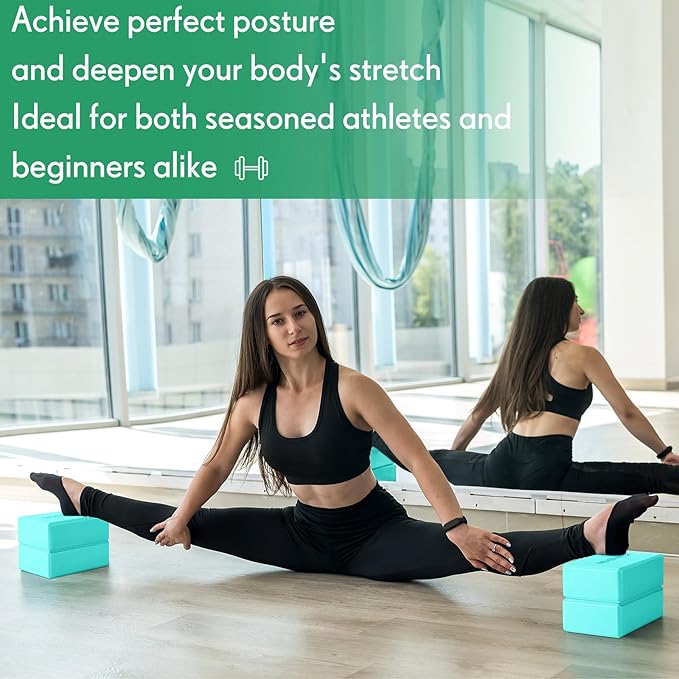 4 Pack Yoga Blocks Non Slip Pilates Brick Foam Blocks Pilates Dance Gymnastics Workout Fitness Props Tool for Stretching Meditation and Exercise