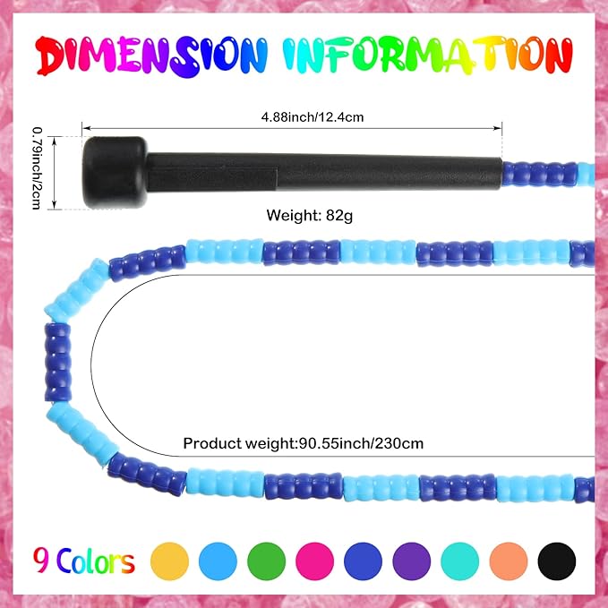Junkin 36 Pack Jump Ropes for Kids, Adjustable Length Free Segmented Skipping Rope Bulk for Toys, Soft Beaded Jumping Ropes for Women Fitness Exercise Training Workout Weight Loss, 9 Colors