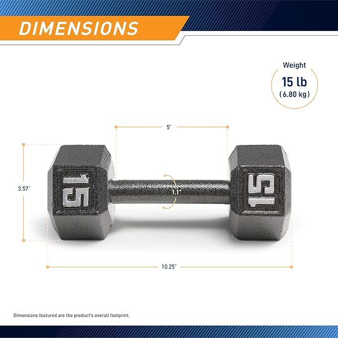 Marcy Cast Iron Hex Dumbbells Collection - Available size from 3-lb to 100-lb, SOLD INDIVIDUALLY