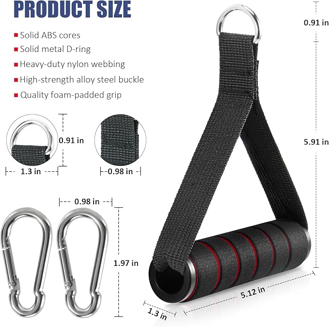 2 Pack Upgraded Exercise Handles, Gym Handle Equipment for Cable Machine Attachments, Strength Training Workout, Pilates, Home Gym, Resistance Bands, Heavy Duty Workout Accessories