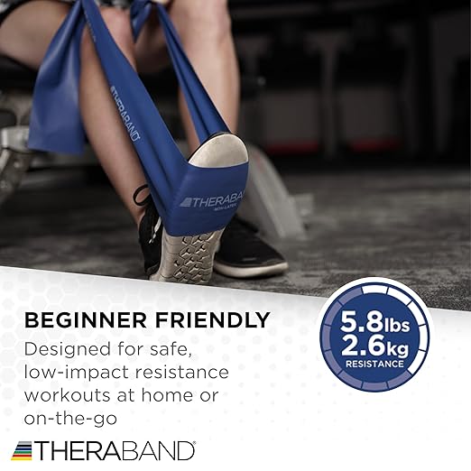 THERABAND Resistance Bands Set, Advanced Kit, Blue, Black, Non-Latex Elastic Bands for Exercise & Physical Therapy, Strength Training Bands for Upper & Lower Body Fitness