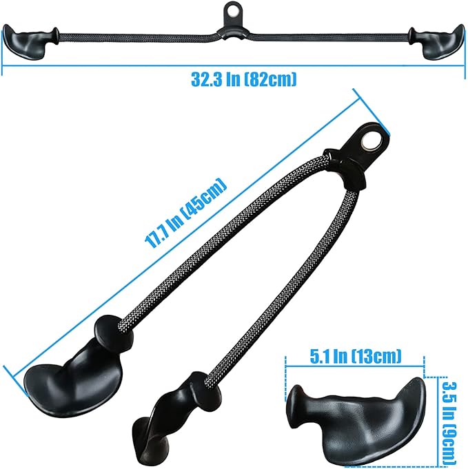 Ergonomic Tricep Rope Pulldown Attachments, Upgraded 27 32 40 & 47 Inch Extra Long Triceps Rope Cable Attachments for Gym, LAT Pull Down Bar for Cable Machine, Tricep Workout Cable Attachments