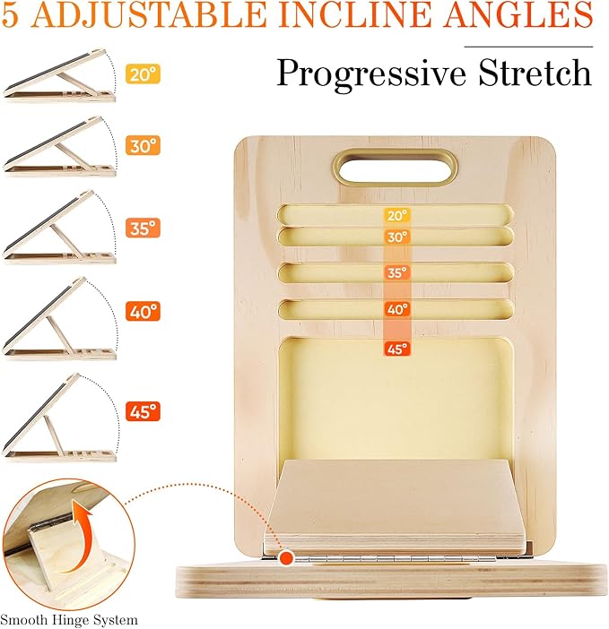 Adjustable Slant Board for Calf Stretching, Wooden Portable Stretcher, Foldable Incline Boards for Calves Ankle Achilles Tendon Knee Heel Muscle Stretch Exercise