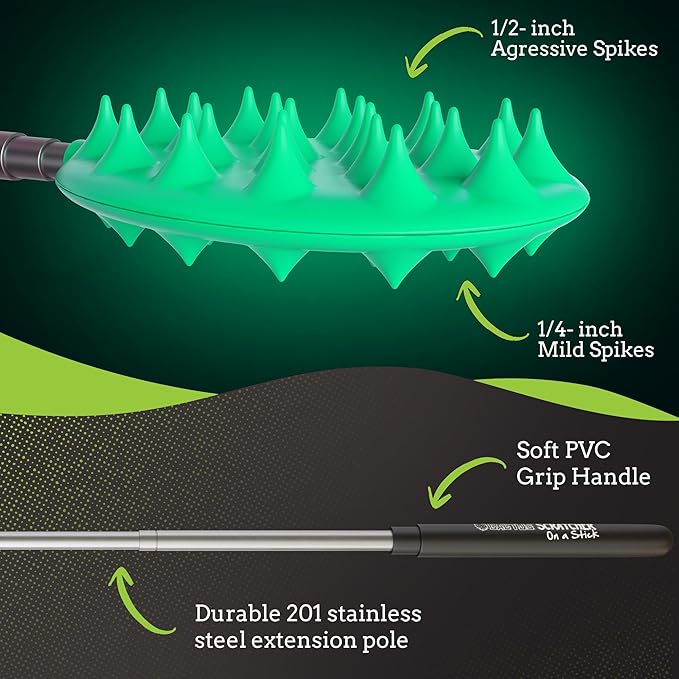 Cactus Scratcher Extendable Keychain Back Scratcher - 16" Long Stick Double Sided Retractable Scratching Tool for Hand, Neck, Head, and Body - Universal Gift for Family, Pets, and Friends, Glow