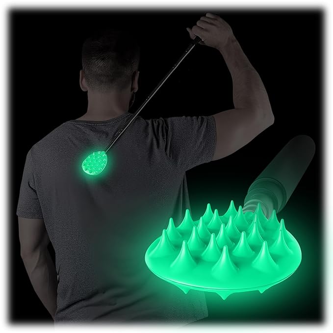 Cactus Scratcher Extendable Big Stick Back Scratcher - Extends 29" Long Double Sided Retractable Scratching Tool for Hand, Neck, Head, and Body - Universal Gift for Family, Pets, and Friends, Glow