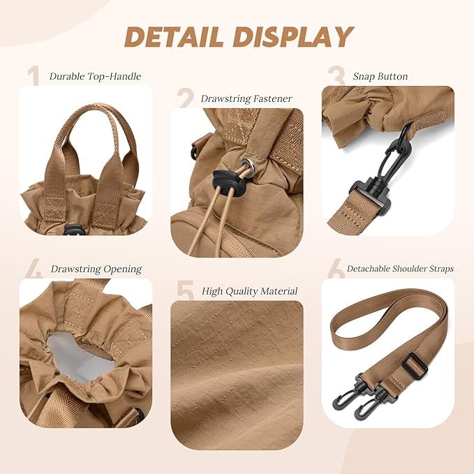 Large Water Bottle Bag for 32/40/42//64oz Water Bottle,Casual Drawstring Crossbody Water Cup Bag