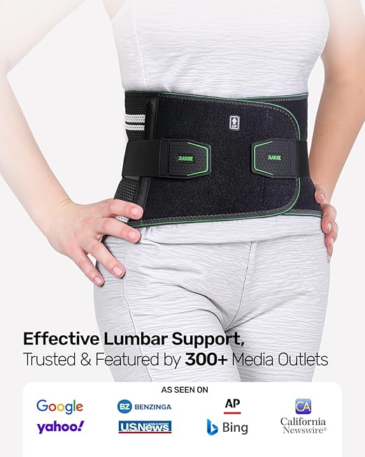 Back Brace for Lower Back Pain Relief, 8X Powerful Lumbar Support with 3D Pad, Support Belt for Men Women, Breathable Back Support Brace with Adjustable Strap, Green Size M