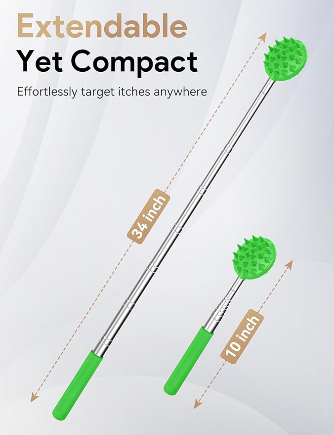 TUKUOS Telescoping Back Scratcher with 4Pcs Detachable Scratching Heads, Back Scratcher for Men/Women,Dual Sides Scratcher/Metal Paw/Rake Scratcher Christmas Gifts Stocking Stuffers for Women Men