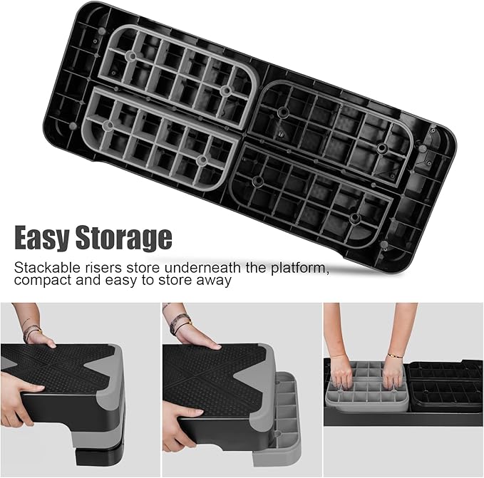 Adjustable Workout Aerobic Stepper in Fitness & Exercise Step Platform Trainer 3 settings adjustable height 4”-6”-8”