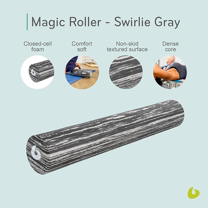 Balanced Body Magic Roller - Muscle Release Tool for Post-Pilates Workout or Physical Therapy, Stretching Tool, Swirlie Gray