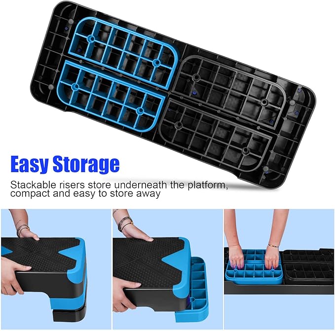 Adjustable Workout Aerobic Stepper in Fitness & Exercise Step Platform Trainer 3 settings adjustable height 4”-6”-8”