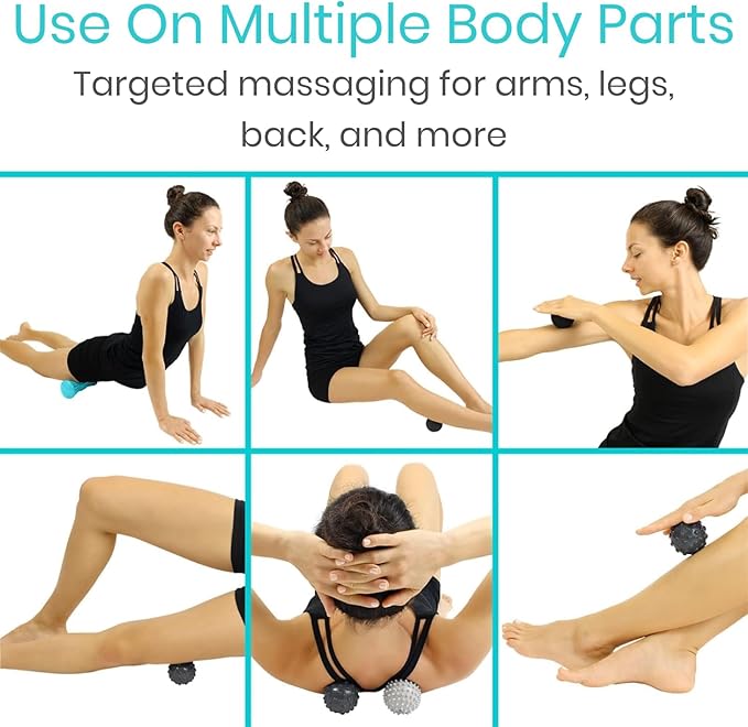 Vive Massage Ball Set (4 Piece) - Plantar Fasciitis Relief Foot Pain Hot Cold Therapy - Heel Spur, Sore Muscle, Trigger Point, Back, Arm, Neck, Shoulder, Leg Circulation Roller