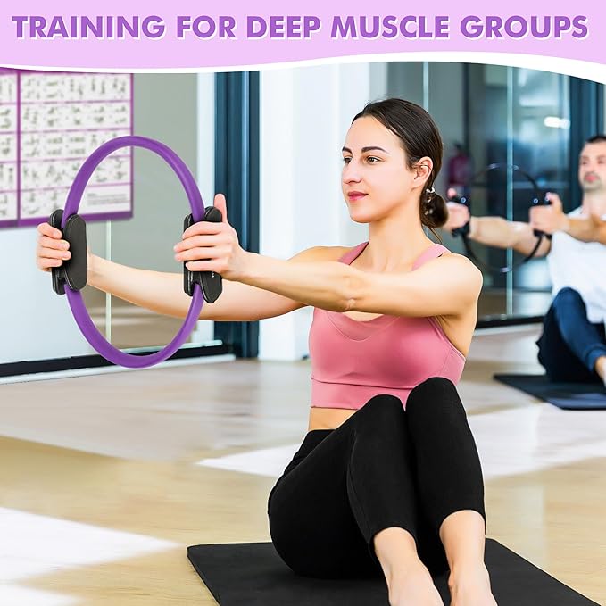 Pilates Ring Set with Resistance Bands Set, Pilates Ball, Sliding Disks – Workout Equipment Home Gym Includes Complete Fitness Poster