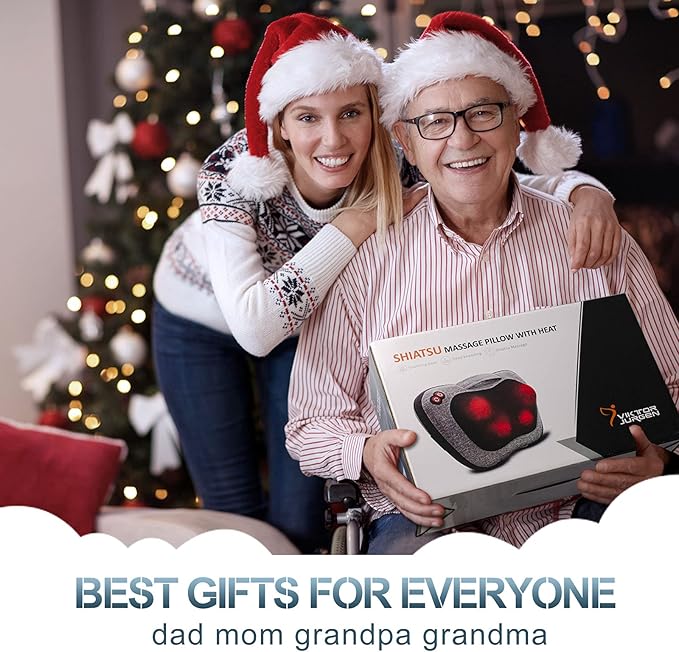VIKTOR JURGEN Shiatsu Back Massager with Heat – Deep Tissue Massage for Neck, Shoulder, Leg, Upper & Lower Back Pain Relief, Electric Kneading 3D Massage Pillow Gifts for Men Women Dad, Mom, Christmas
