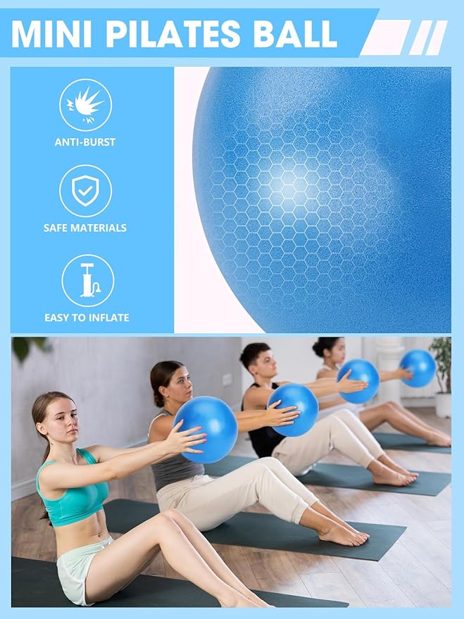 Pilates Ring Set for Home Workout, Pilates Essentials Kit for Women, [12'' Fitness Circle, Pilates Balls, Resistance Bands] Starter Set for Yoga, Exercise, Toning and Flexibility