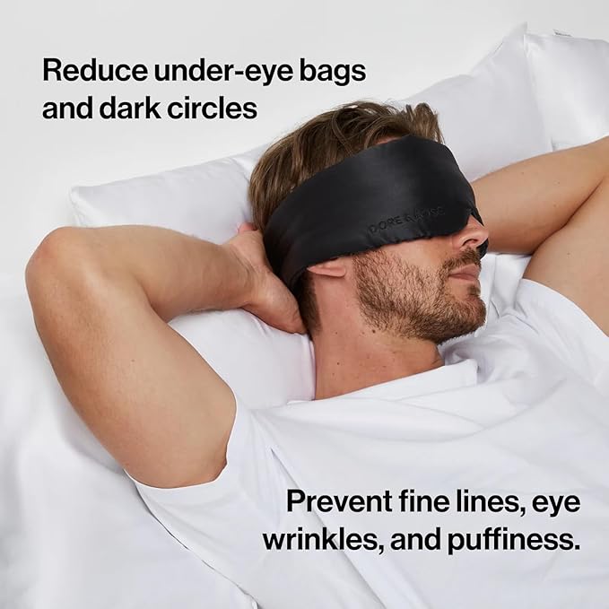 Dore & Rose Deep Sleep Mask Light Blocking, 23 Momme Mulberry Silk Eye Mask, Ultra Soft, Adjustable - Travel Sleeping Mask for Men & Women - Lotus