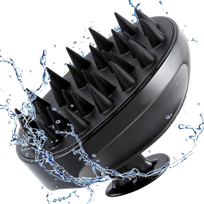 Scalp Massager Shampoo Brush, Hair Scalp Scrubber Shower Hair Brush Head Massager for Stress Relax Hair Growth, Dandruff Brush Scalp Exfoliator for Women Men Kids Pets, Black