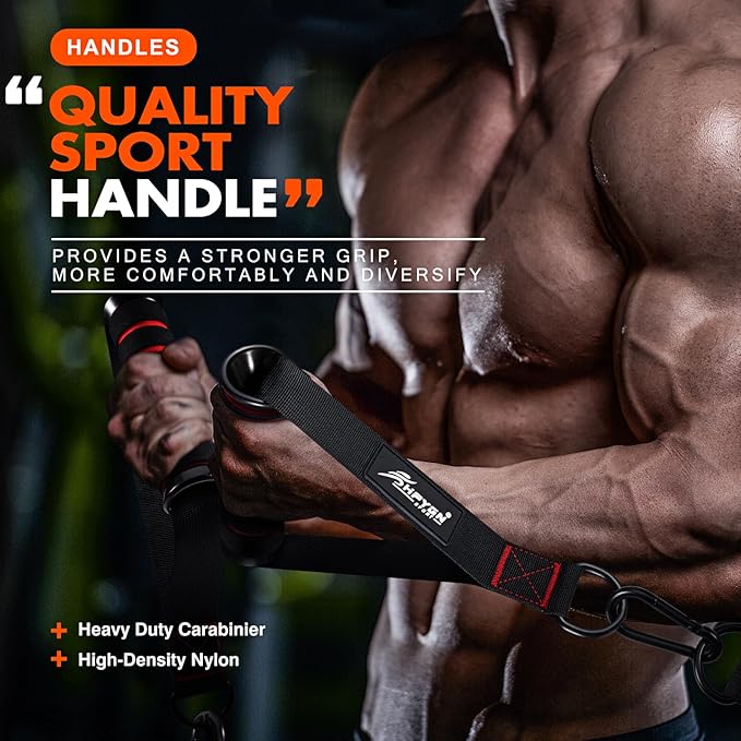 HPYGN Exercise Handle, Replacement Fitness Equipment for Pilates, Yoga, Strength Trainer, Pull Down Home Gym Red, Grey, Blue Working Out Handle