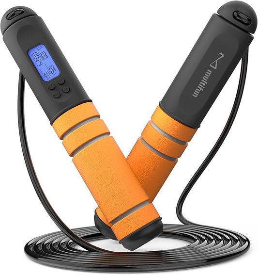 multifun Jump Rope, Adjustable Digital Jump Rope with Calorie Counter, Ball Bearings & Alarm – Ideal for Fitness, CrossFit, Boxing, MMA, Gym – Multifunctional Speed Skipping Rope