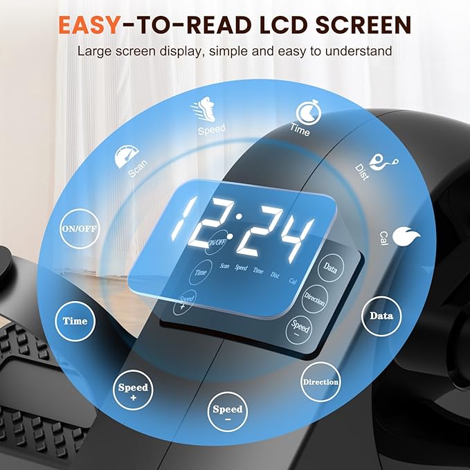 Mini Under Desk Exercise Bike Pedal Exerciser, Motorized Setting Bike Pedal Exerciser Leg/Arm Cycle for Senior, Physical Therapy, with 12 Adjustable Speed, LCD Display, Remote Control