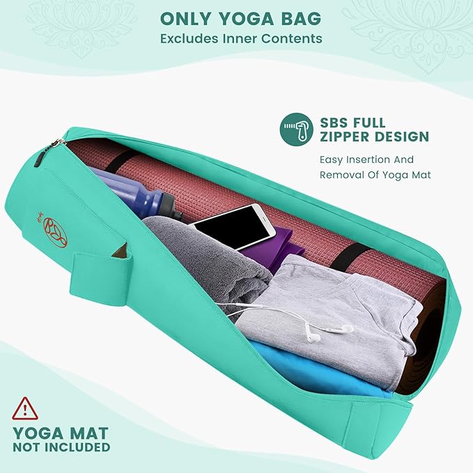 Gonex Yoga Mat Bag, Yoga Mat Carrier Full-Zip Exercise Yoga Mat Carry Bag for Women Men with 2 Multi-Functional Storage Cargo Pockets Extra Wide Adjustable Shoulder Strap