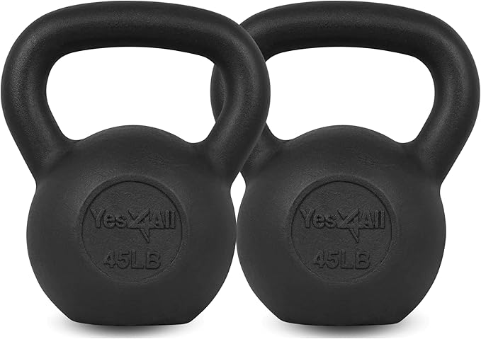 Yes4All 5-80 lbs Cast Iron Kettlebell for Dumbbell Weights Exercises, Gym, Full Body Home Workout Equipment, Push up, Grip and Strength Training