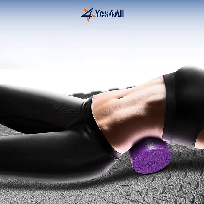 Yes4All Medium Firm Round PE Foam Roller 12, 18, 24, 36 Inches for Pilates, Yoga, Stretching, Balance & Core Exercises