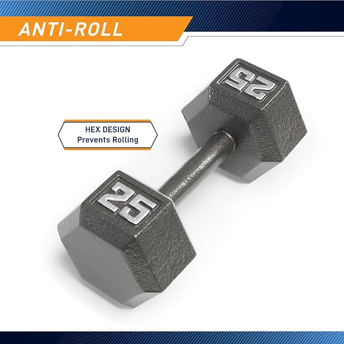 Marcy Cast Iron Hex Dumbbells Collection - Available size from 3-lb to 100-lb, SOLD INDIVIDUALLY