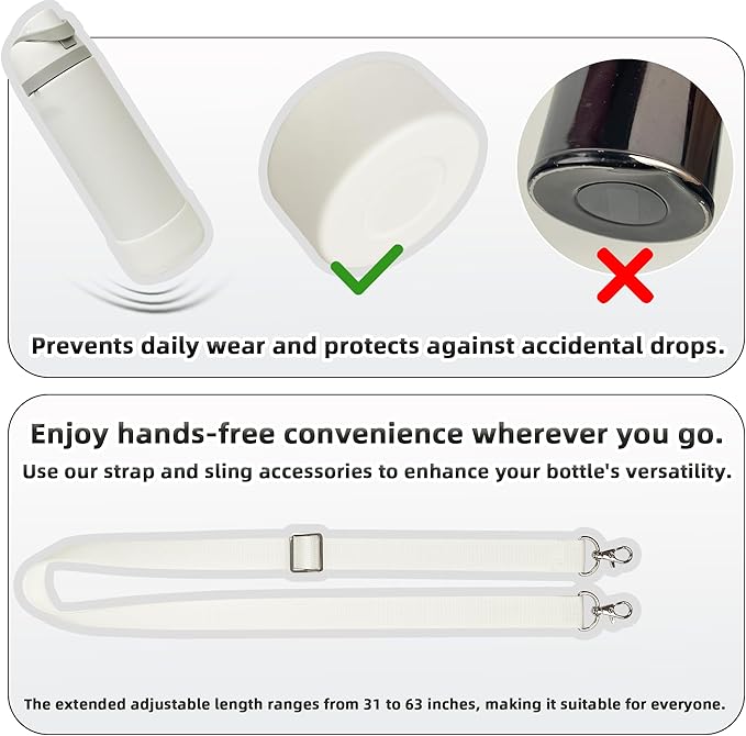 Silicone Boot Set for Owala Water Bottle 24 oz, 32 oz, 40 oz - Includes Non-Slip Sleeve, Shoulder Strap & Handle Strap, Perfect Owala Accessories, Fits Owala Tumbler, Owala FreeSip, Candy Coated