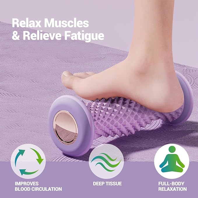 Ergonomic Foot Massager Roller - for Plantar Fasciitis Relief, Portable Reflexology Tool (Gray)