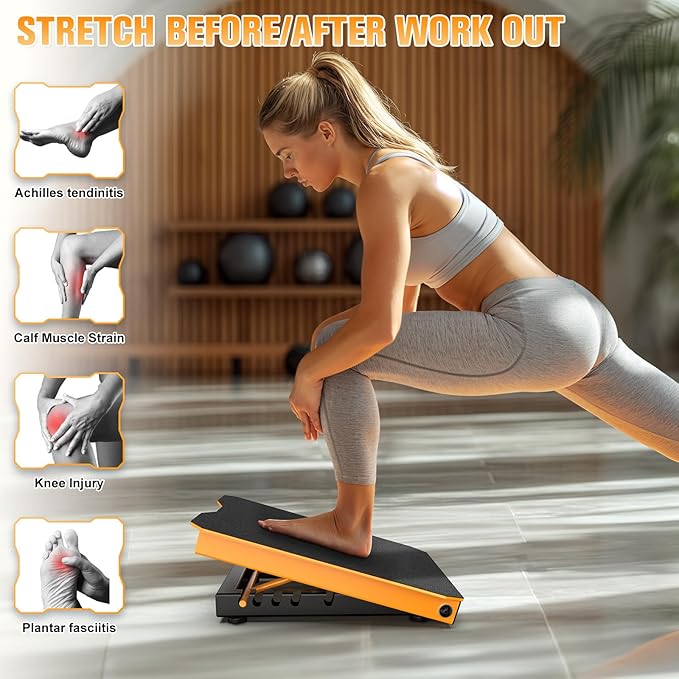 Steel Slant Board Calf Stretcher for Squat 600lbs Weight Capacity Adjustable Incline Balance Board for Relieving Plantar Fasciitis Achilles Tendonitis Muscle Injuries Home Gym or Commercial
