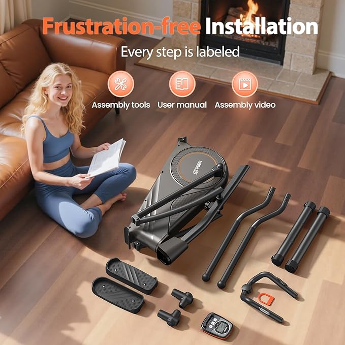 Niceday Elliptical Machine, Elliptical Exercise Machine for Home with Hyper-Quiet Magnetic Driving System, Elliptical Trainer with 15.5IN & 20IN Stride, 16 Resistance Levels, 500LBS Loading Capacity